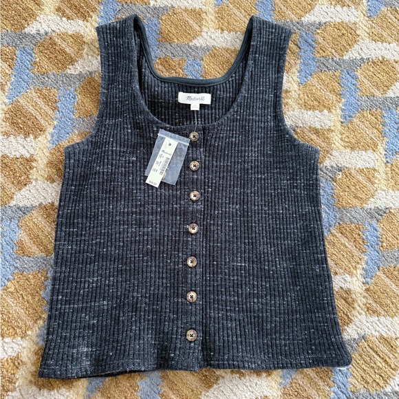 Madewell Ribbed Button-Front Tank Top - Picture 4 of 5